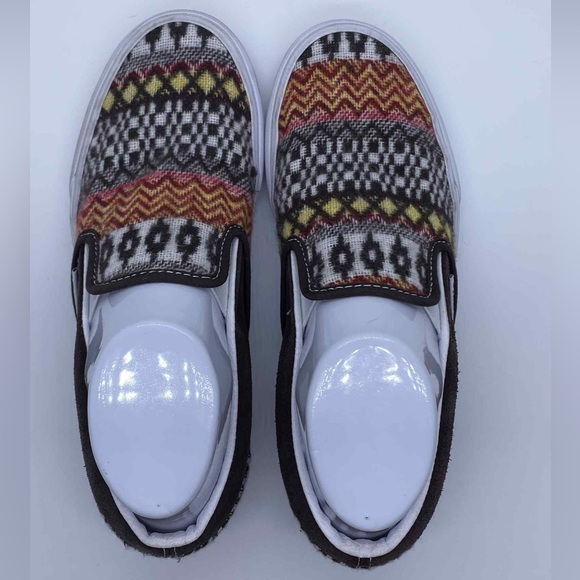 Vans Classic Slip-On Fair Isle Brown Textile Unisex Women’s Shoes Size 6.5 - Picture 3 of 9